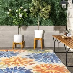NuLOOM Rosana Floral Machine Washable Indoor/Outdoor Area Rug -Northlight Store GUEST 5bd10033 e69f 4a5d ba45 49d9b1a65538