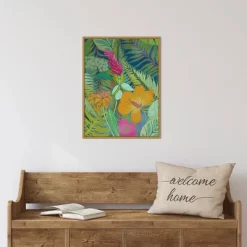 18" X 24" Tropical Tapestry II Hibiscus By Charcoaliklia Zarris Framed Canvas Wall Art - Amanti Art -Northlight Store GUEST 5c23cc33 cfdd 4f81 a1b8 61d5dbbbb3f0
