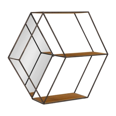 26" X 7" X 23" Lintz Hexagon Shelves With Mirror - Kate & Laurel All Things Decor 5 26" X 7" X 23" Lintz Hexagon Shelves With Mirror - Kate & Laurel All Things Decor - Image 5