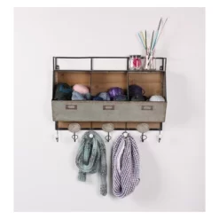 Wall Shelf Tin With 3 Hooks - Gray 6 Wall Shelf Tin With 3 Hooks - Gray -Northlight Store GUEST 5c954037 5b25 48f2 b5cb 40099ef3401e