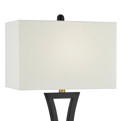 360 Lighting Roxie Modern Table Lamps 31" Tall Set Of 2 Black Metal With USB Charging Port White Rectangular Shade For Bedroom Living Room Bedside 7 360 Lighting Roxie Modern Table Lamps 31" Tall Set Of 2 Black Metal With USB Charging Port White Rectangular Shade For Bedroom Living Room Bedside - Image 7