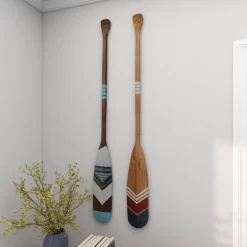 Set Of 2 Wood Paddle Novelty Canoe Oar Wall Decors With Arrow And Stripe Patterns - Olivia & May -Northlight Store GUEST 5e3311ab fa04 43c8 a432 bcee97ebd156