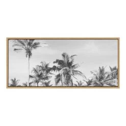 18" X 40" Sylvie Coastal Palm Tree Beach BW Frame Canvas By Creative Bunch Natural - Kate & Laurel All Things Decor