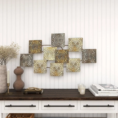 Metal Sunburst Carved Wall Decor Gold - Olivia & May 3 Metal Sunburst Carved Wall Decor Gold - Olivia & May - Image 3