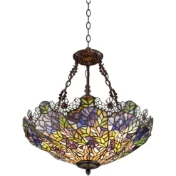 Robert Louis Tiffany Bronze Pendant Chandelier 22" Wide Rustic Floral Garden Stained Glass 3-Light Fixture For Dining Room House Foyer Kitchen Island 14 Robert Louis Tiffany Bronze Pendant Chandelier 22" Wide Rustic Floral Garden Stained Glass 3-Light Fixture For Dining Room House Foyer Kitchen Island -Northlight Store GUEST 612e26a6 e8da 4ada 811d a945fe0a2d68