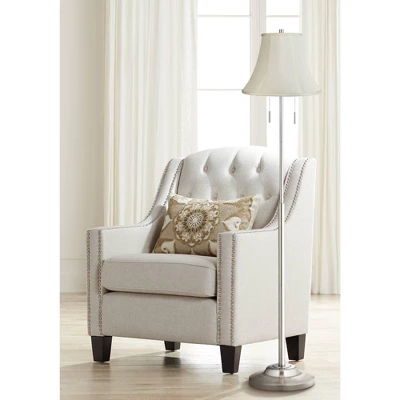360 Lighting Abba Modern Floor Lamp Standing 66" Tall Brushed Nickel Silver Imperial Creme Fabric Bell Shade For Living Room Bedroom Office House Home 1 360 Lighting Abba Modern Floor Lamp Standing 66" Tall Brushed Nickel Silver Imperial Creme Fabric Bell Shade For Living Room Bedroom Office House Home