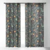 Ninola Design Christmas Botanical Charcoal Single Panel Sheer Window Curtain - Society6