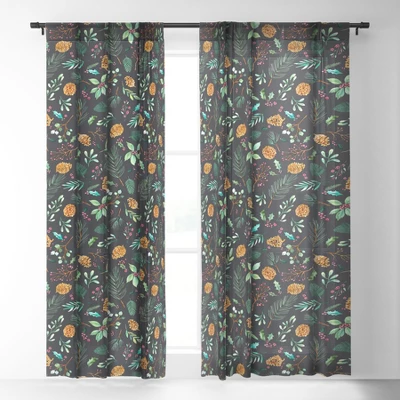 Ninola Design Christmas Botanical Charcoal Single Panel Sheer Window Curtain - Society6 1 Ninola Design Christmas Botanical Charcoal Single Panel Sheer Window Curtain - Society6