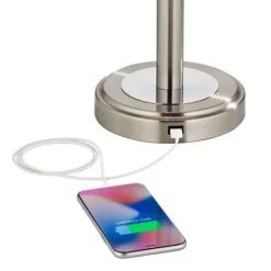 360 Lighting Camile Modern Table Lamps 25" High Set Of 2 Brushed Nickel With USB Charging Port Off White Drum Shade For Living Room Office House Desk -Northlight Store GUEST 63eb9f7d 0464 464c 873c 9d1522555def