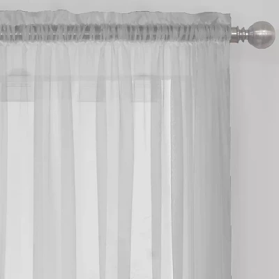 Kate Aurora Essential 1 Piece Silver Gray Sheer Voile Rod Pocket Window Curtain Panel 2 Kate Aurora Essential 1 Piece Silver Gray Sheer Voile Rod Pocket Window Curtain Panel - Image 2