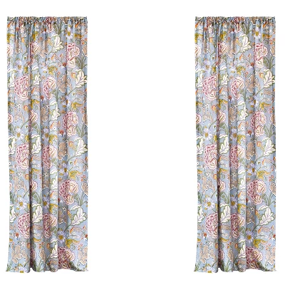 Angelica Floral Lined Curtain Panel With Rod Pocket - 2pk - Levtex Home 2 Angelica Floral Lined Curtain Panel With Rod Pocket - 2pk - Levtex Home - Image 2