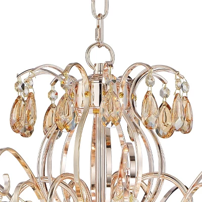 Vienna Full Spectrum Mellie Champagne Gold Chandelier 24" Wide French Crystal 6-Light Fixture For Dining Room House Kitchen Island Entryway Bedroom 3 Vienna Full Spectrum Mellie Champagne Gold Chandelier 24" Wide French Crystal 6-Light Fixture For Dining Room House Kitchen Island Entryway Bedroom - Image 3