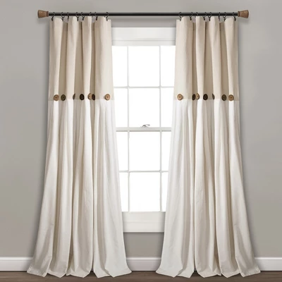 Home Boutique Linen Button Window Curtain Panels Single Linen 40X84 1 Home Boutique Linen Button Window Curtain Panels Single Linen 40X84
