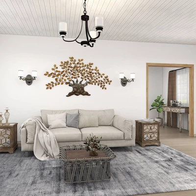 Traditional Metal Tree Indoor Outdoor Wall Decor With Leaves Brown - Olivia & May 16 Traditional Metal Tree Indoor Outdoor Wall Decor With Leaves Brown - Olivia & May - Image 16