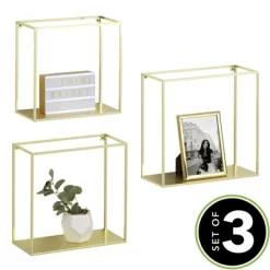 MDesign Metal Floating Wall Mount Vertical Display Frames, Set Of 3