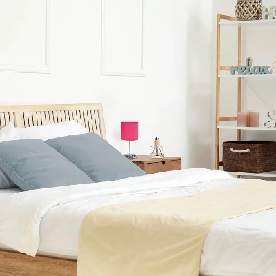 11.81" Traditional Petite Metal Stick Bedside Table Desk Lamp In Chrome With Fabric Shade Vibrant Pink - Creekwood Home 3 11.81" Traditional Petite Metal Stick Bedside Table Desk Lamp In Chrome With Fabric Shade Vibrant Pink - Creekwood Home - Image 3