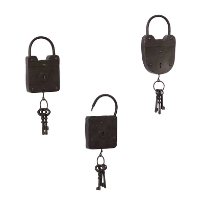 Set Of 3 Metal Keys Wall Decors With Locks Black - Olivia & May 4 Set Of 3 Metal Keys Wall Decors With Locks Black - Olivia & May - Image 4