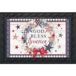 American Wreath Rustic Doormat Patriotic Indoor Outdoor 30" X 18" Briarwood Lane