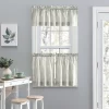 Ellis Curtain Plaza Classic Ticking Stripe Printed On Natural Ground 1.5" Rod Pocket Tailored Tiers Sage