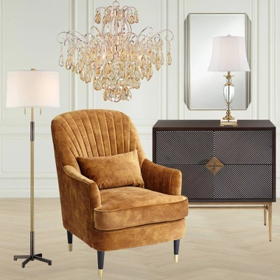 Vienna Full Spectrum Mellie Champagne Gold Chandelier 24" Wide French Crystal 6-Light Fixture For Dining Room House Kitchen Island Entryway Bedroom 8 Vienna Full Spectrum Mellie Champagne Gold Chandelier 24" Wide French Crystal 6-Light Fixture For Dining Room House Kitchen Island Entryway Bedroom - Image 8