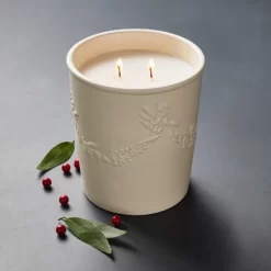 25oz Ceramic Bay & Winter Berry Candle Cream - Thresholdâ„¢ Designed With Studio McGee