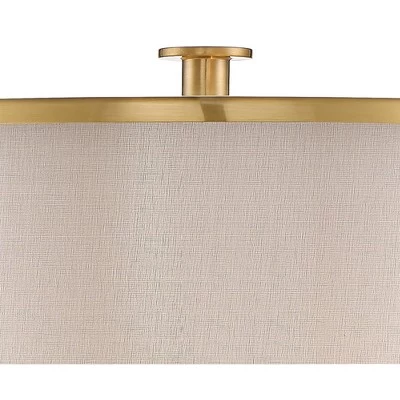 Possini Euro Design Granview Modern Table Lamp 32 1/2" Tall Brass Column Taupe Organza Outer Off White Linen Inner Drum Shade For Bedroom Living Room 2 Possini Euro Design Granview Modern Table Lamp 32 1/2" Tall Brass Column Taupe Organza Outer Off White Linen Inner Drum Shade For Bedroom Living Room - Image 2