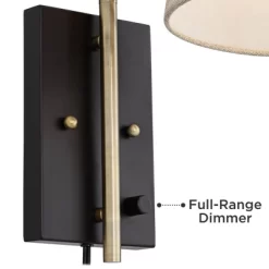 360 Lighting Chester Modern Swing Arm Wall Lamp Brass Black Plug-in Light Fixture Tan Drum Shade For Bedroom Bedside Living Room Reading Home House -Northlight Store GUEST 6e078809 9753 4d06 a34c 2d41ae13489a