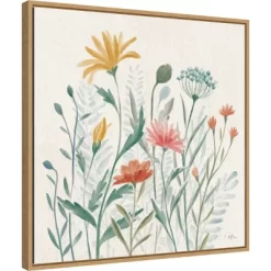 22" X 22" Wildflower Vibes III By Janelle Penner Framed Canvas Wall Art Light Brown - Amanti Art