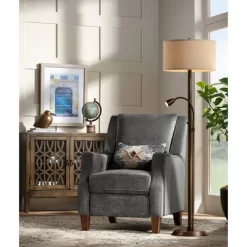 Possini Euro Design Traverse Modern Floor Lamp With LED Gooseneck Reading Light 64" Tall Oil Rubbed Bronze Oatmeal Drum Shade For Living Room Bedroom -Northlight Store GUEST 6eb60d76 db84 4637 b748 ded2a129f757