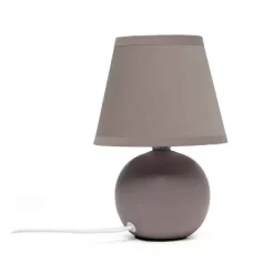 8.66" Petite Ceramic Orb Base Bedside Table Desk Lamp With Matching Tapered Drum Fabric Shade Gray - Creekwood Home -Northlight Store GUEST 6f0ab48c 1ddd 406e 955b d31ae672c5f2