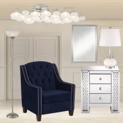 360 Lighting Serrena Modern Accent Table Lamp 23" High White Glass Brushed Nickel Metal With Nightlight Drum Shade For Bedroom Living Room House Home -Northlight Store GUEST 6f12dd81 4c65 4853 a428 46da8ea52ae0