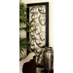 Metal Abstract Scallop Ribbon Wall Decor With Black Frame Gold - Olivia & May