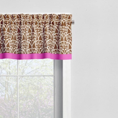 Bacati - Damask Pink/Choc Window Valance 1 Bacati - Damask Pink/Choc Window Valance