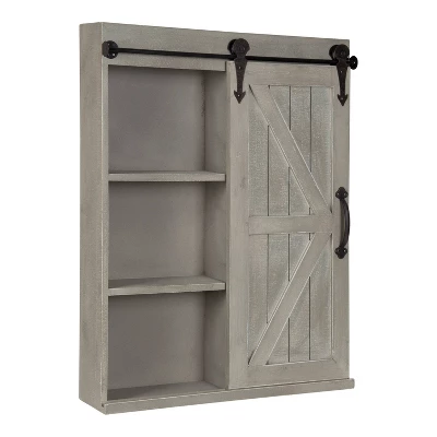 Decorative Wood Wall Storage Cabinet With Vanity Mirror Rustic Gray - Kate & Laurel All Things Decor 6 Decorative Wood Wall Storage Cabinet With Vanity Mirror Rustic Gray - Kate & Laurel All Things Decor - Image 6