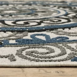 Trinity Bohemian Medallion Patio Area Rug Beige/Blue - Captiv8e Designs -Northlight Store GUEST 7087ee16 be58 4dca 83d0 b5c246337066