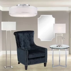 Possini Euro Design Modern Ceiling Lighting Semi Flush Mount Fixture 20" Wide Chrome 3-Light Sheer Outer Off White Inner Drum Shade For Bedroom House -Northlight Store GUEST 70c3994b e696 4f99 b72c 4f7dab5ec86b