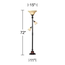 Kathy Ireland Sonnett Vintage Rustic Torchiere Floor Lamp With Side Lights 72" Tall Bronze Champagne Alabaster Glass Shade For Living Room Reading -Northlight Store GUEST 71561a87 3a83 487a ba64 23c058075a9e