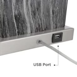 360 Lighting Connie Modern Table Lamps Set Of 2 With White Marble Riser 25" High Black Faux Marble USB Charging Port White Rectangular Shade For Desk -Northlight Store GUEST 71589750 1e2d 47e9 a685 da6f3eb5bf29