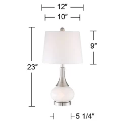 360 Lighting Serrena Modern Accent Table Lamp 23" High White Glass Brushed Nickel Metal With Nightlight Drum Shade For Bedroom Living Room House Home -Northlight Store GUEST 71bc55df eec1 4246 a4a4 2c87c4d7a272