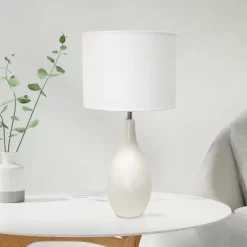 18.11" Traditional Standard Ceramic Dewdrop Table Desk Lamp With Matching Fabric Shade Off-White - Creekwood Home -Northlight Store GUEST 71ec4fc6 fb41 4bf2 82a3 f782429c0a82