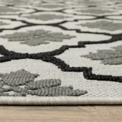Trinity Floral Trellis Patio Area Rug Beige/Black - Captiv8e Designs -Northlight Store GUEST 72ab2cd6 59dc 4670 8122 c7bdc63d002e
