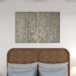 Metal Tree Wall Decor With Embossed Design Set Of 4 Brown - Olivia & May -Northlight Store GUEST 73d79967 f9e6 4048 ba93 928175e2e271