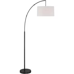 360 Lighting Cora Modern Arc Floor Lamp With Riser 76 1/2" Tall Black Metal White Linen Drum Shade For Living Room Reading Bedroom Office House Home -Northlight Store GUEST 75b476f0 c070 41f8 b362 11d7091e972f