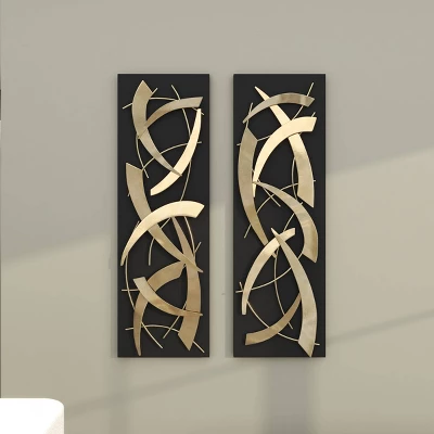 Set Of 2 Metal Abstract Dimensional Wall Decors With Wood Backing Gold - Olivia & May 11 Set Of 2 Metal Abstract Dimensional Wall Decors With Wood Backing Gold - Olivia & May - Image 11