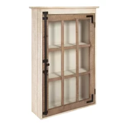 Hutchins Decorative Farmhouse Wood Wall Storage Cabinet Rustic/White - Kate & Laurel All Things Decor