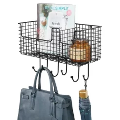 MDesign Metal Storage Organizer Basket With 6 Hooks - Wall Mount 19 MDesign Metal Storage Organizer Basket With 6 Hooks - Wall Mount -Northlight Store GUEST 76b6e20f 0851 48e9 a125 9df095f2aafc