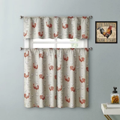 Kate Aurora Country Farmhouse Red Rooster Barn 3 Piece Kitchen Curtain Tier & Valance Set - 56 In. W X 36 In. L 1 Kate Aurora Country Farmhouse Red Rooster Barn 3 Piece Kitchen Curtain Tier & Valance Set - 56 In. W X 36 In. L