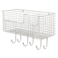 MDesign Metal Storage Organizer Basket With 6 Hooks - Wall Mount 15 MDesign Metal Storage Organizer Basket With 6 Hooks - Wall Mount -Northlight Store GUEST 79c66230 55ac 4262 b119 a82ca3b45c46