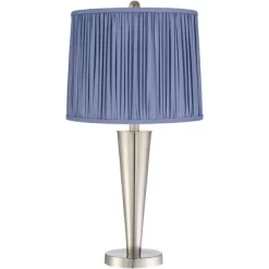 360 Lighting Geoff Modern Table Lamps Set Of 2 26" High Brushed Nickel With USB Charging Port Blue Shirred Shade For Bedroom Living Room House Desk 5 360 Lighting Geoff Modern Table Lamps Set Of 2 26" High Brushed Nickel With USB Charging Port Blue Shirred Shade For Bedroom Living Room House Desk -Northlight Store GUEST 7a660058 4126 466f 988a 4cd7cd8064e9