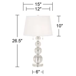 Vienna Full Spectrum Modern Table Lamp 26 1/2" High With USB Dimmer Stacked Crystal Spheres White Drum Shade For Bedroom Living Room Desk Bedside -Northlight Store GUEST 7b6264c7 8c26 4645 8f38 93687dfecd73